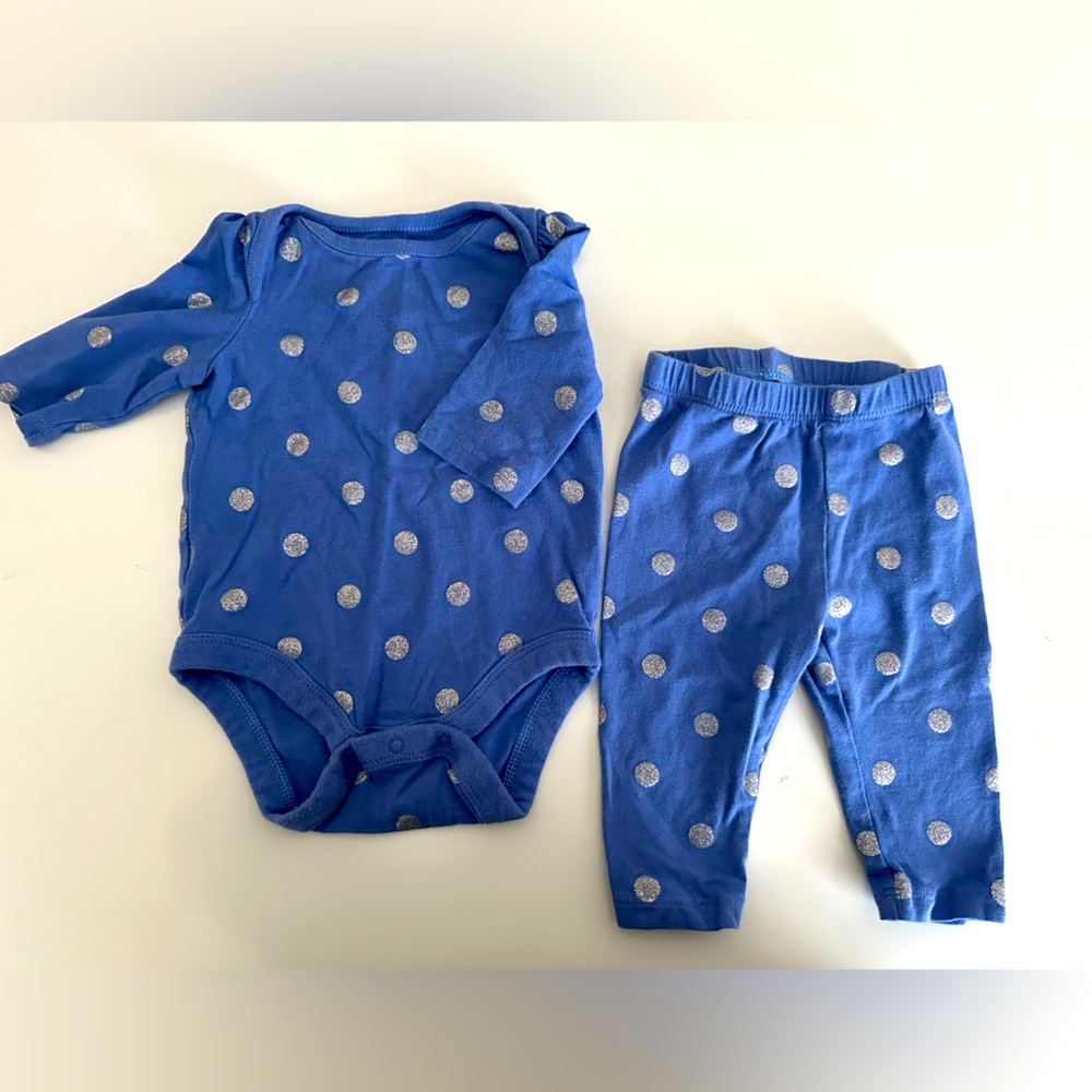 Baby gap long sleeve onesie and leggings set - polka dot